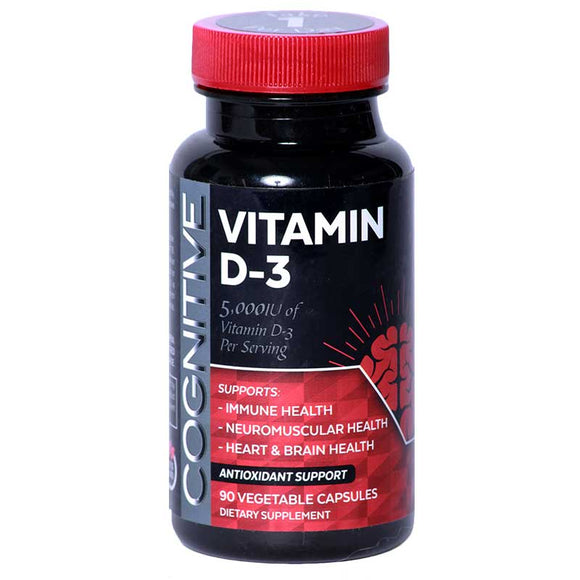 Cognitive Vitamin D-3  5000 IU  non GMO - 90 Veggie Caps